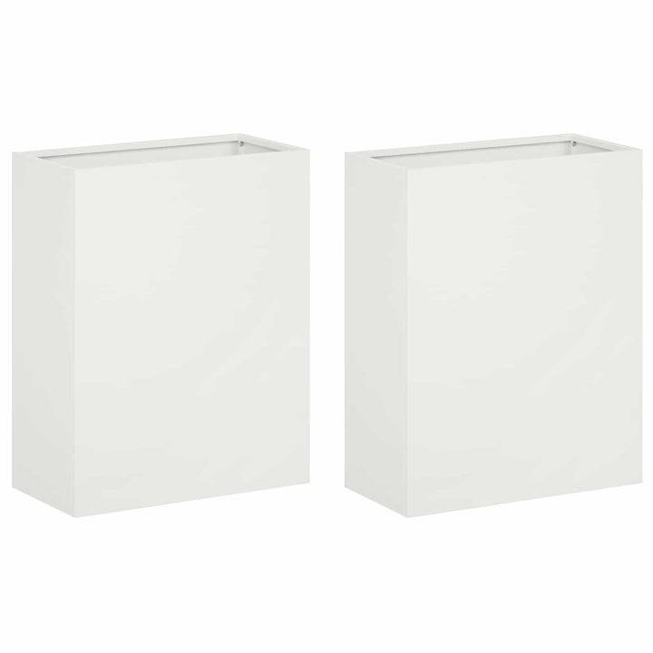 Trädgårdsplanterare 2 St Vit 40 X 20 X 40 Cm Kallvalsat Stål