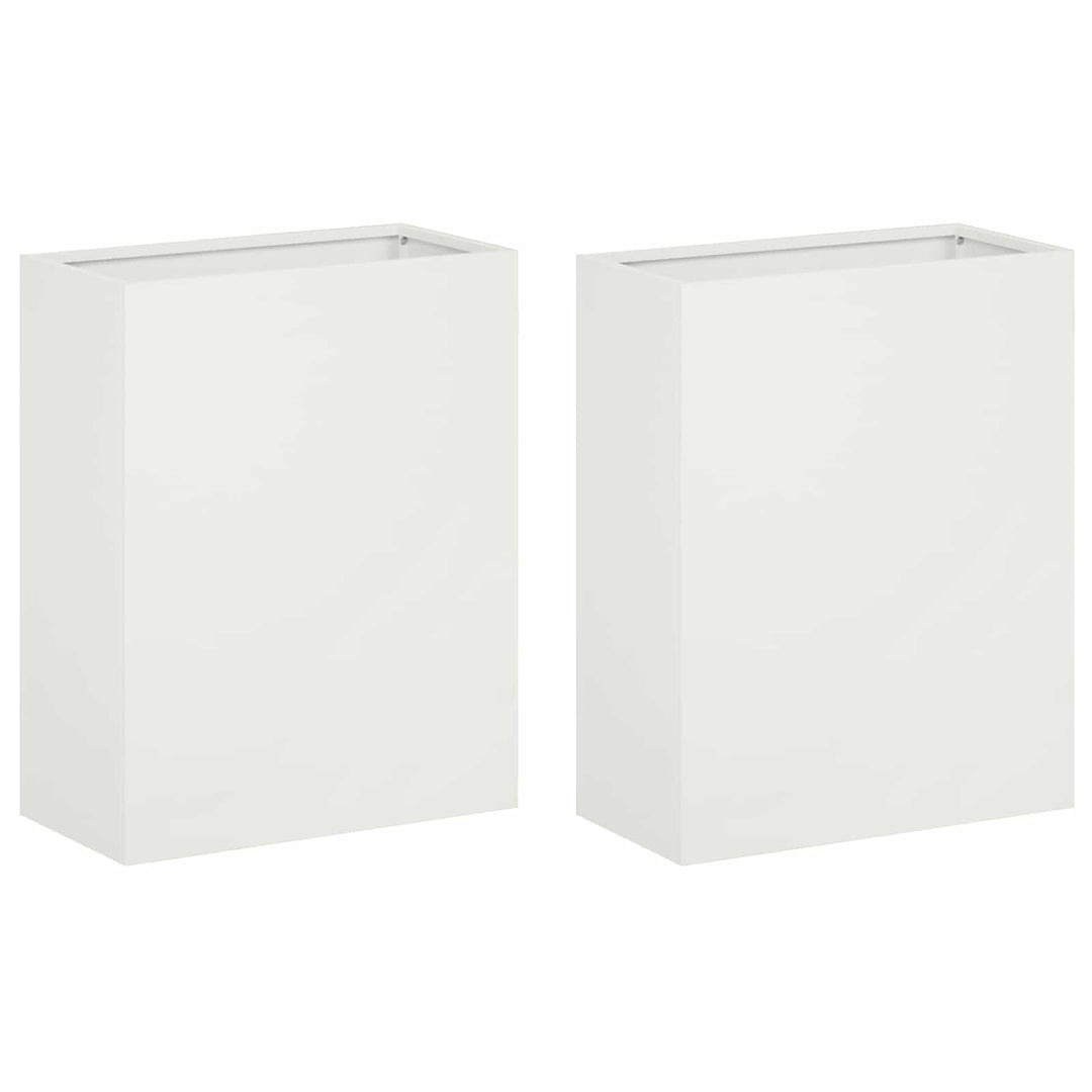 Trädgårdsplanterare 2 St Vit 40 X 20 X 40 Cm Kallvalsat Stål