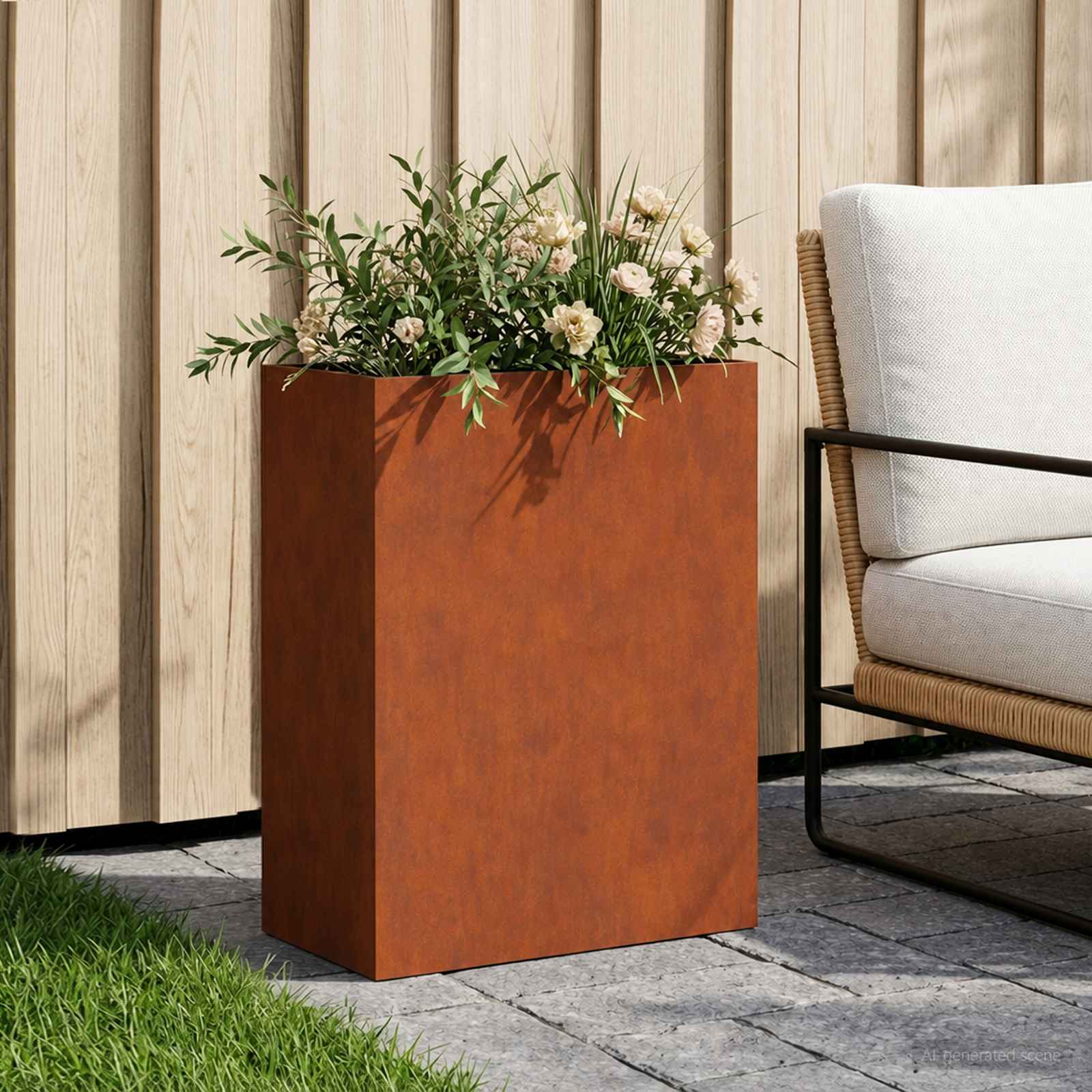 Trädgårdsplanterare Rostig 40 X 20 X 40 Cm Väderbeständig Stål