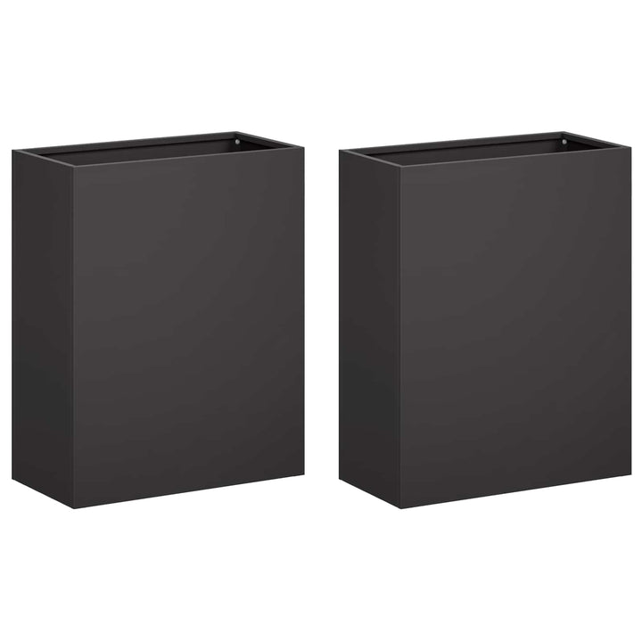 Trädgårdsplanterare 2 St Svart 40 X 20 X 50 Cm Kallvalsat Stål