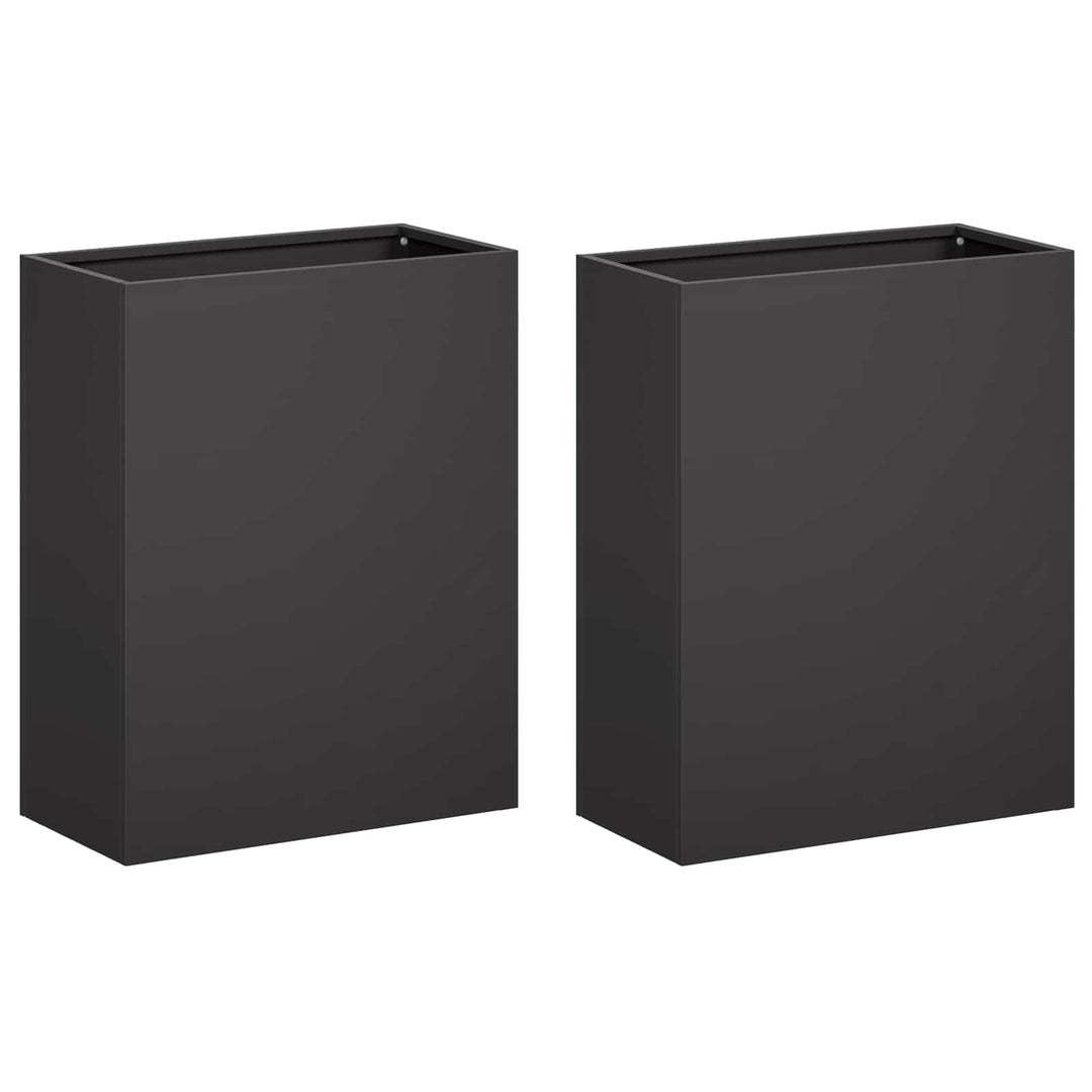 Trädgårdsplanterare 2 St Svart 40 X 20 X 50 Cm Kallvalsat Stål