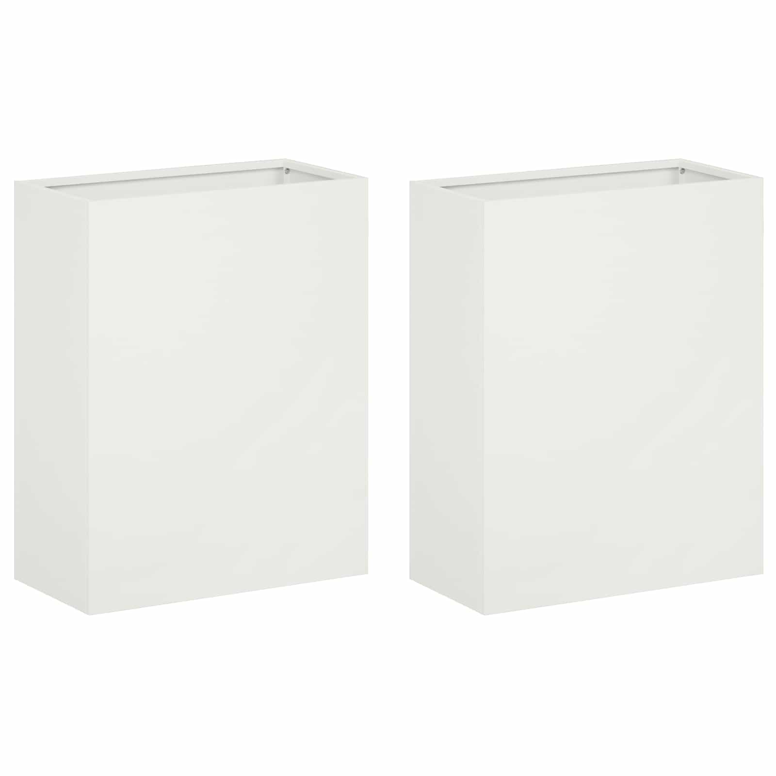 Trädgårdsplanterare 2 St Vit 40 X 20 X 50 Cm Kallvalsat Stål