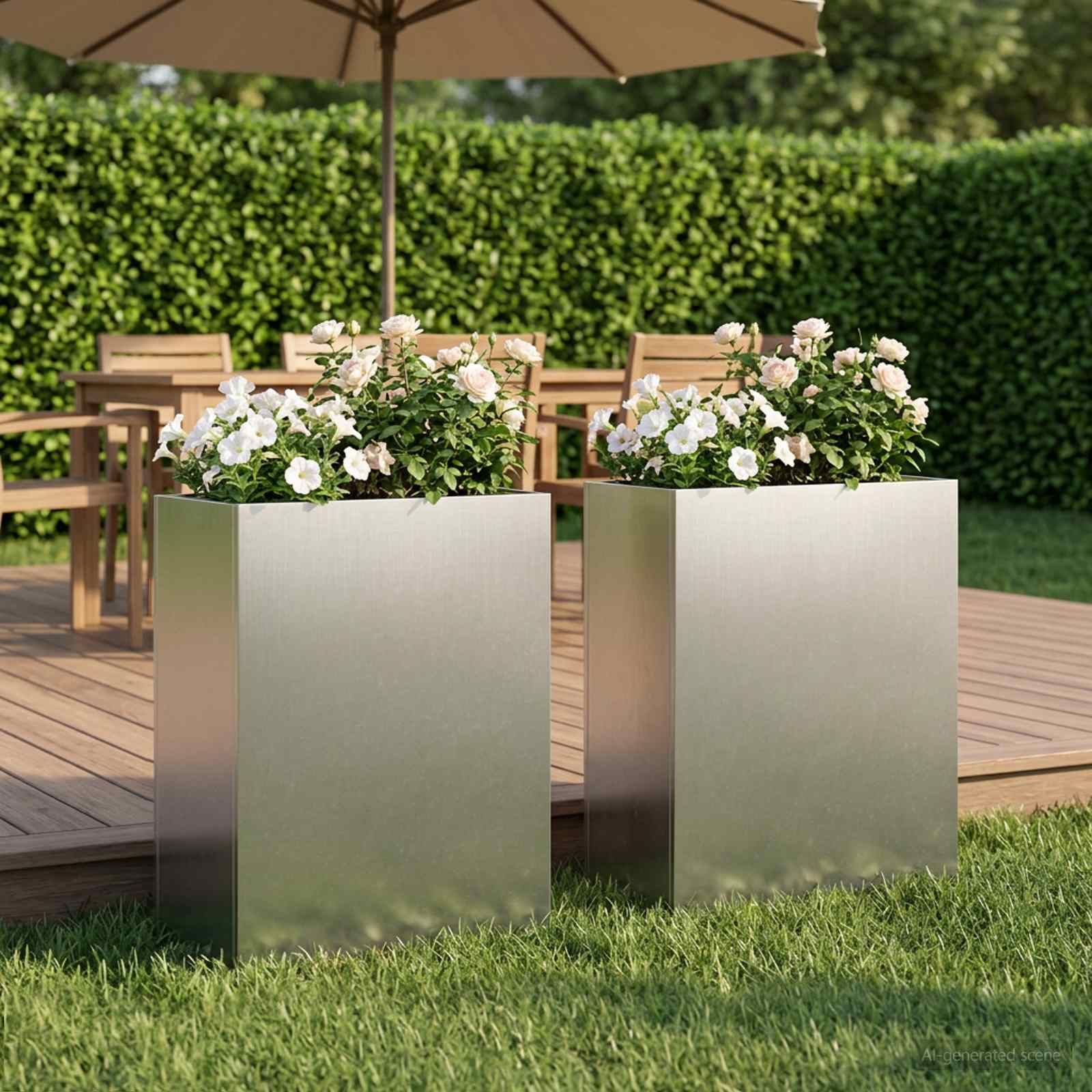 Trädgårdsplanterare 2 St Silver 40 X 20 X 50 Cm Rostfritt Stål
