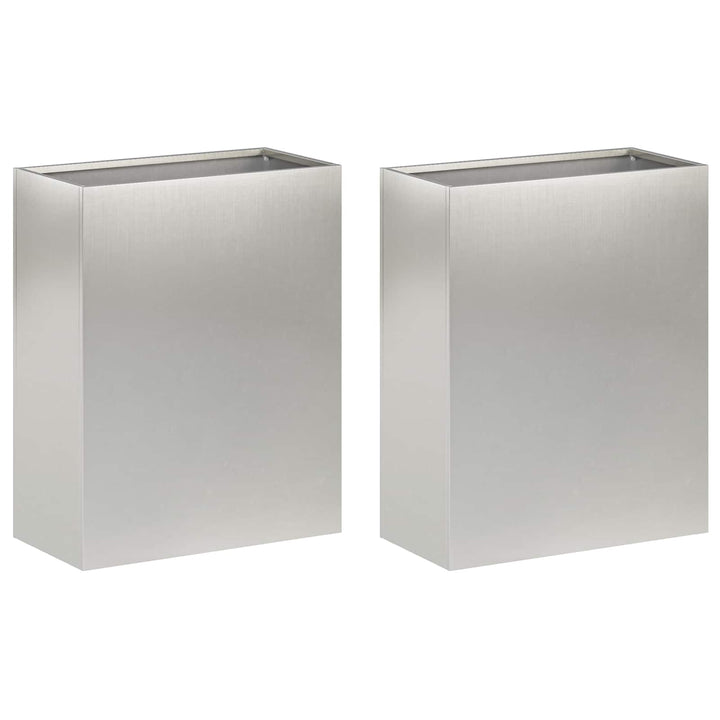 Trädgårdsplanterare 2 St Silver 40 X 20 X 50 Cm Rostfritt Stål