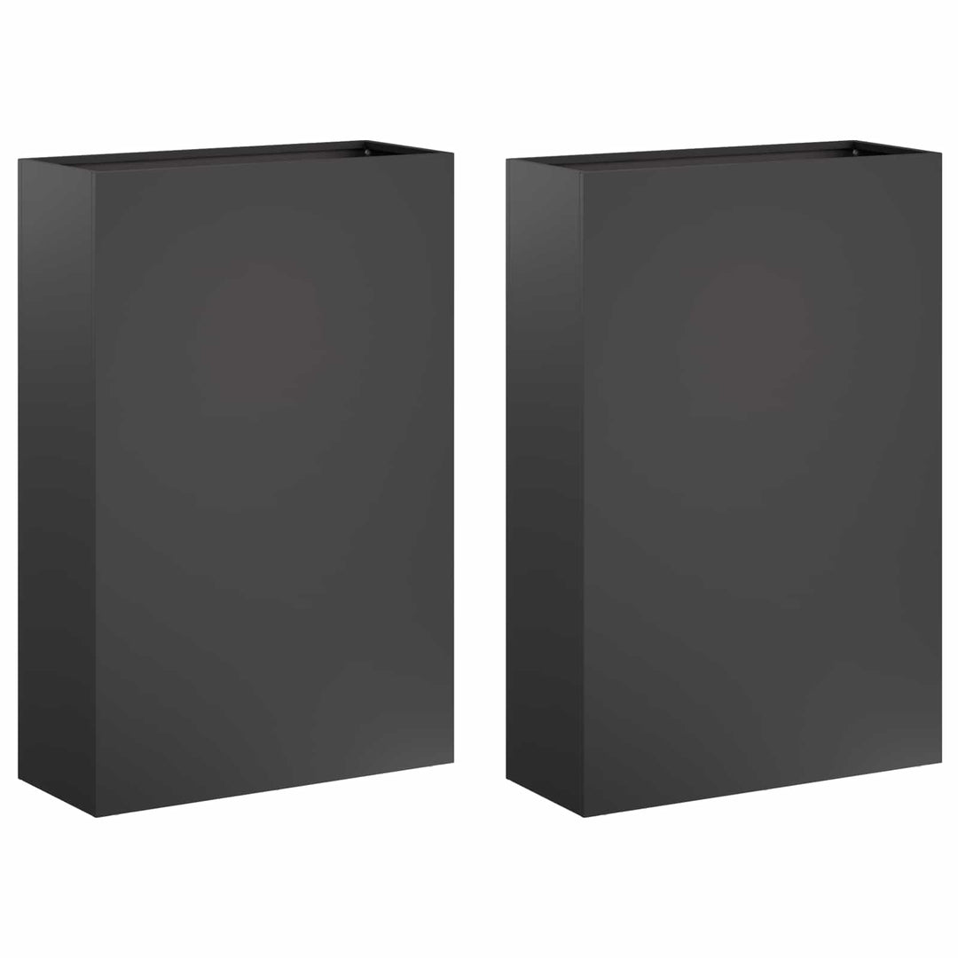 Trädgårdsplanterare 2 St Svart 40 X 20 X 75 Cm Kallvalsat Stål
