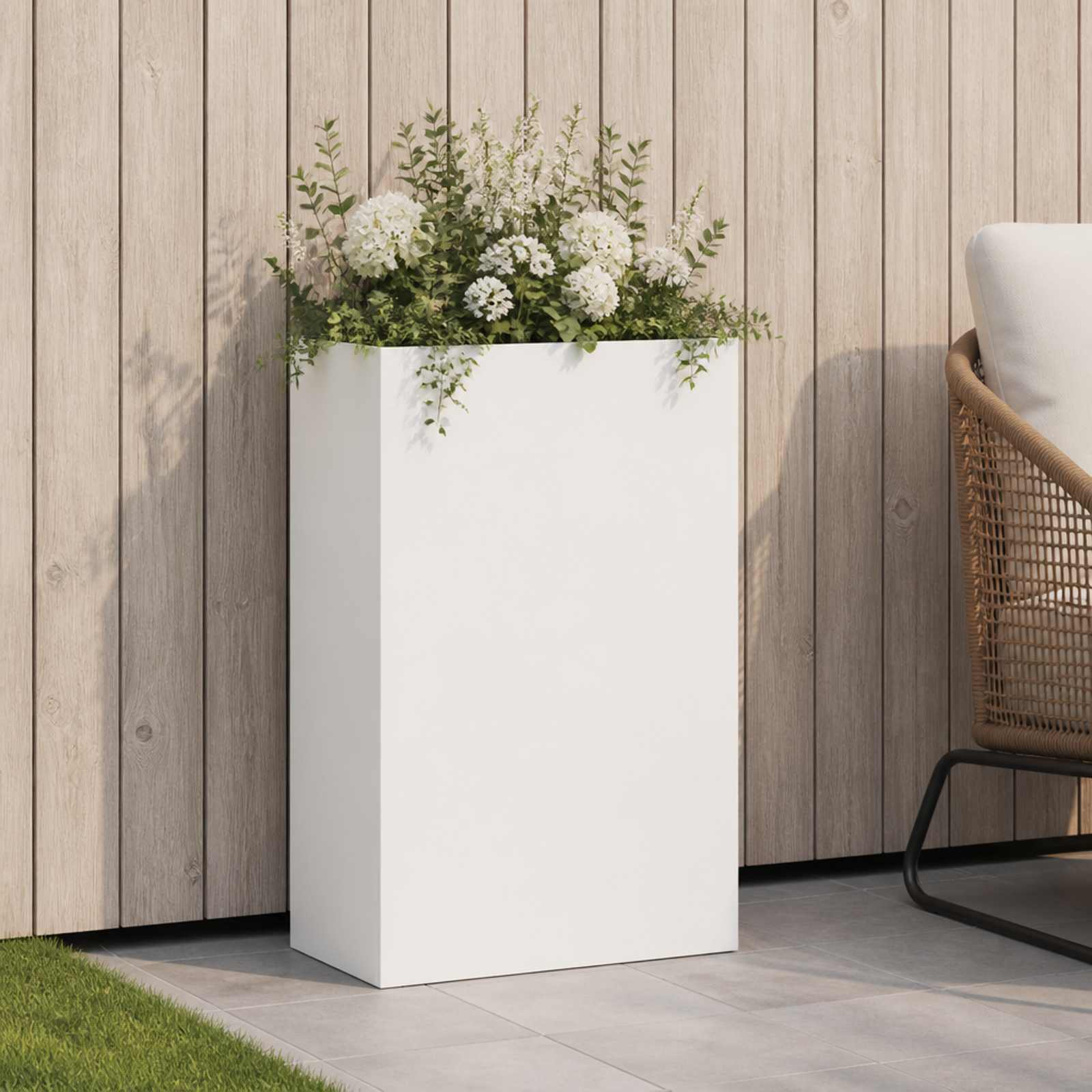 Trädgårdsplanterare Vit 40 X 20 X 75 Cm Kallvalsat Stål