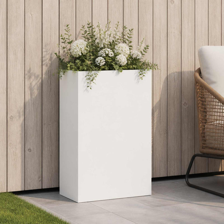 Trädgårdsplanterare Vit 40 X 20 X 75 Cm Kallvalsat Stål