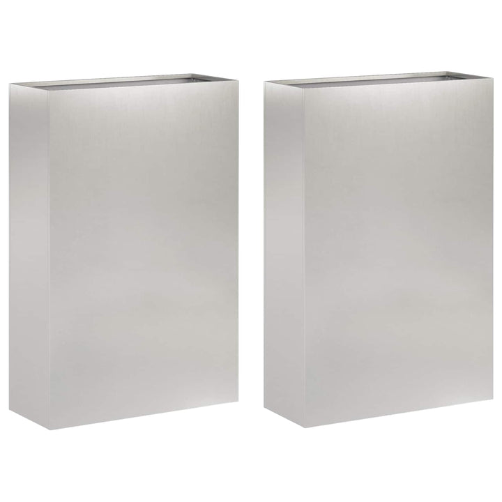 Trädgårdsplanterare 2 St Silver 40 X 20 X 75 Cm Rostfritt Stål