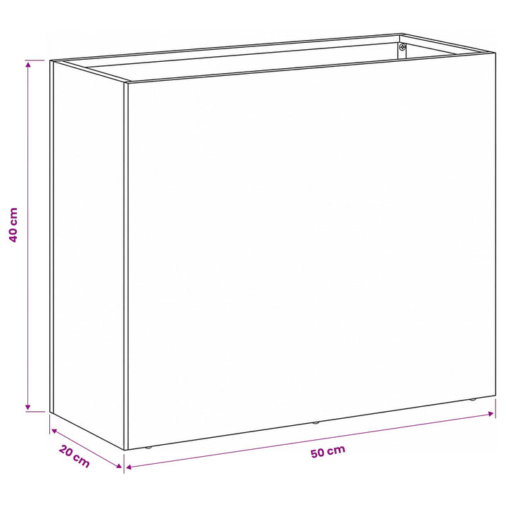 Trädgårdsplanterare Vit 50 X 20 X 40 Cm Kallvalsat Stål