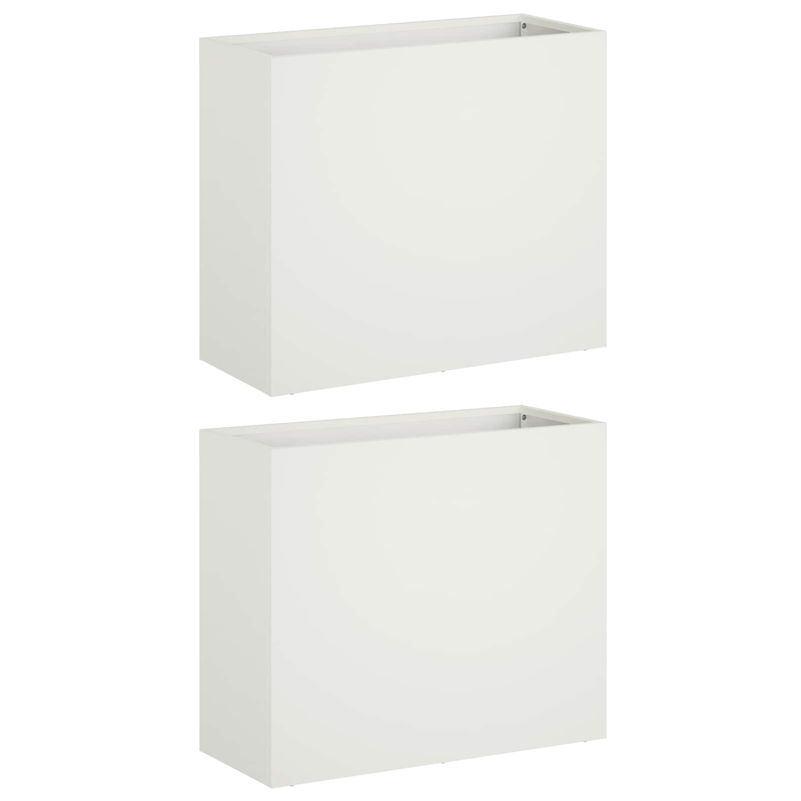 Trädgårdsplanterare 2 St Vit 50 X 20 X 40 Cm Kallvalsat Stål