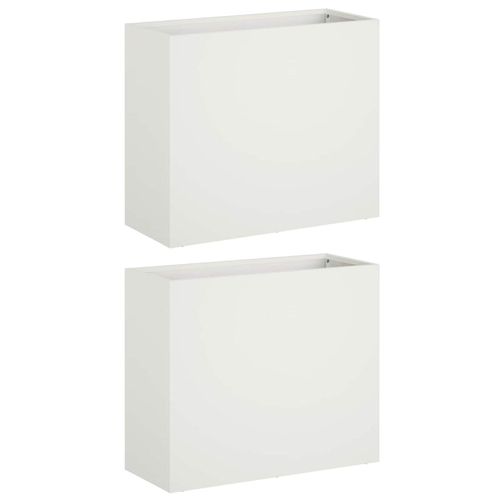 Trädgårdsplanterare 2 St Vit 50 X 20 X 40 Cm Kallvalsat Stål
