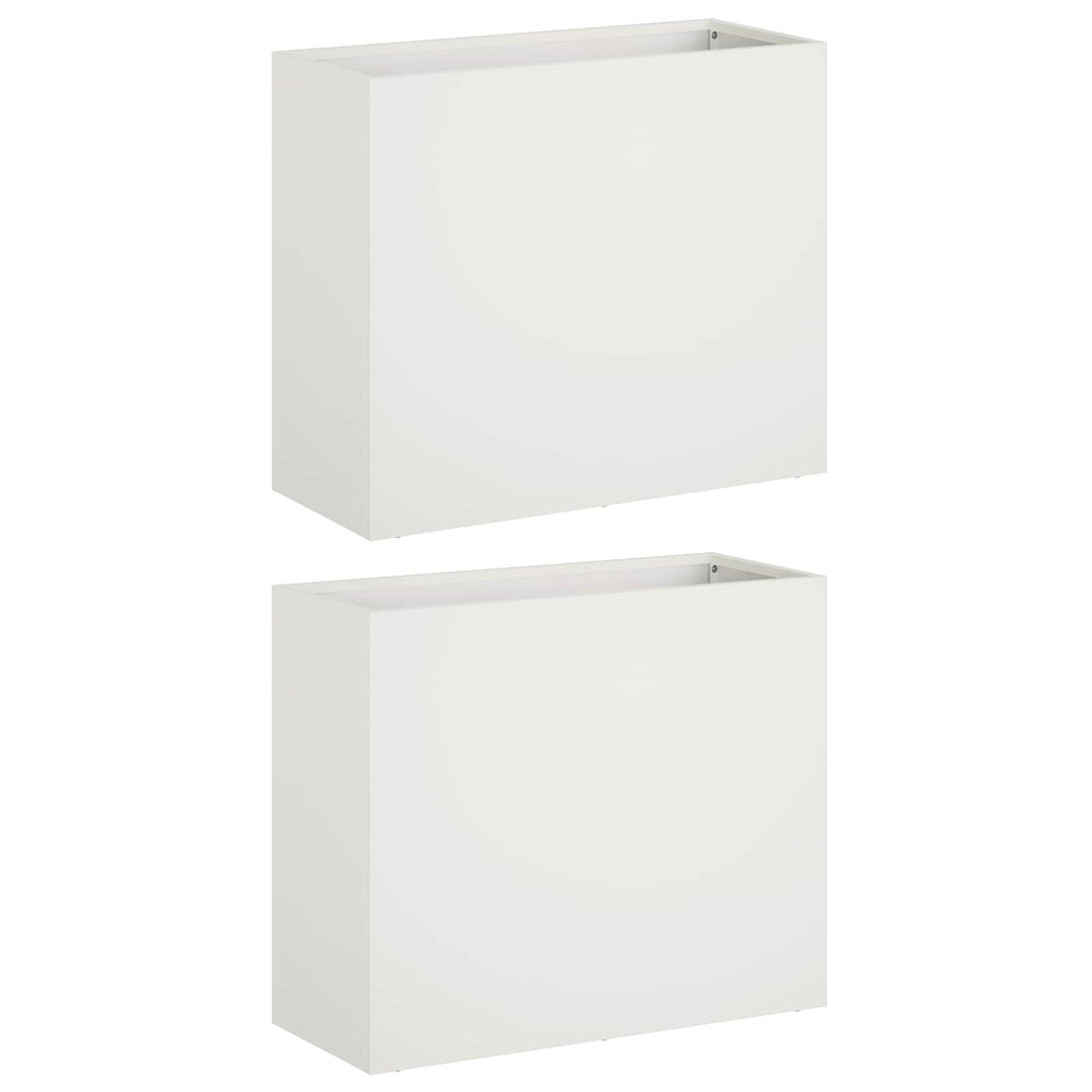 Trädgårdsplanterare 2 St Vit 50 X 20 X 40 Cm Kallvalsat Stål