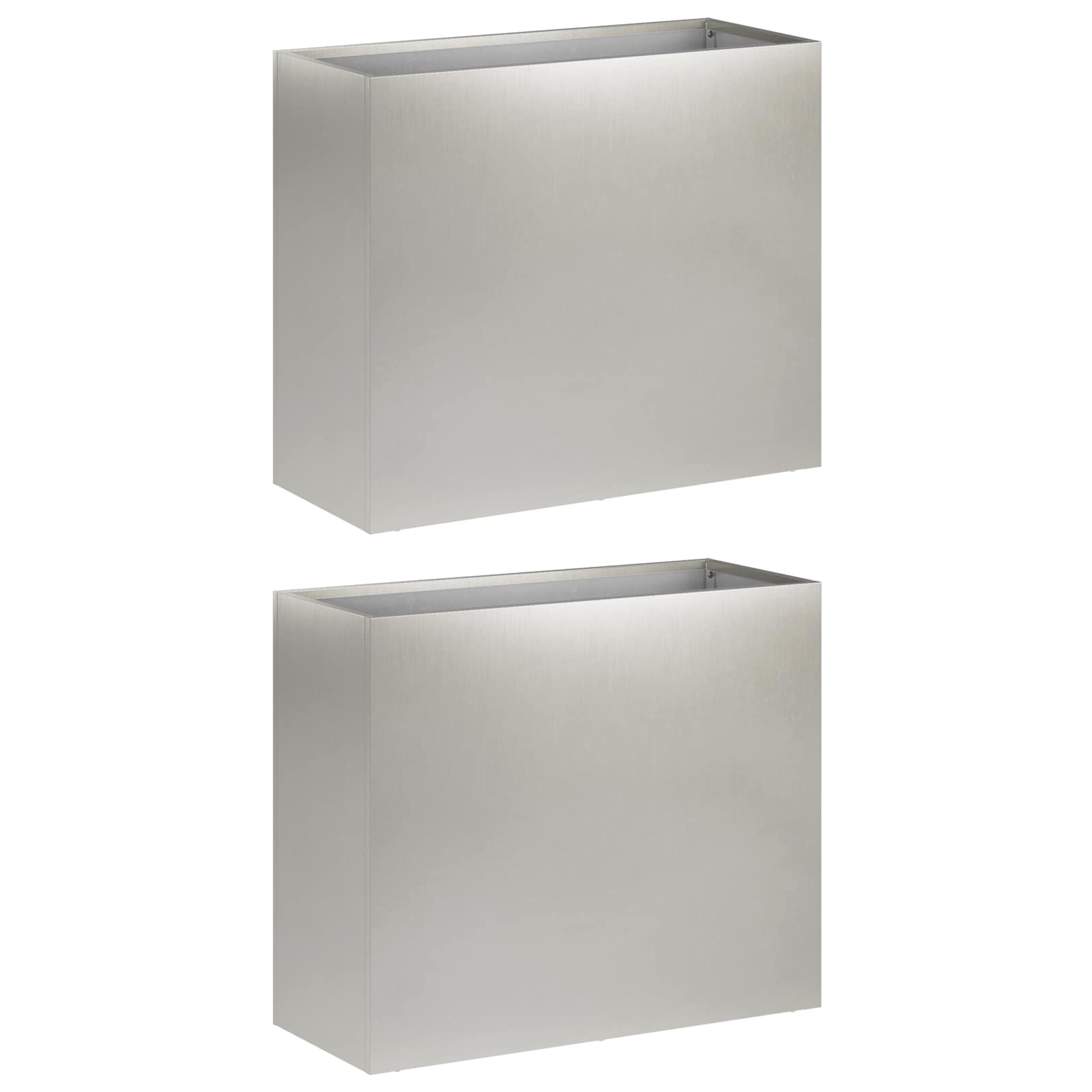 Trädgårdsplanterare 2 St Silver 50 X 20 X 40 Cm Rostfritt Stål