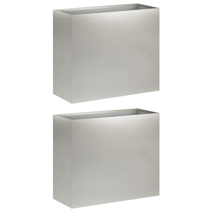 Trädgårdsplanterare 2 St Silver 50 X 20 X 40 Cm Rostfritt Stål