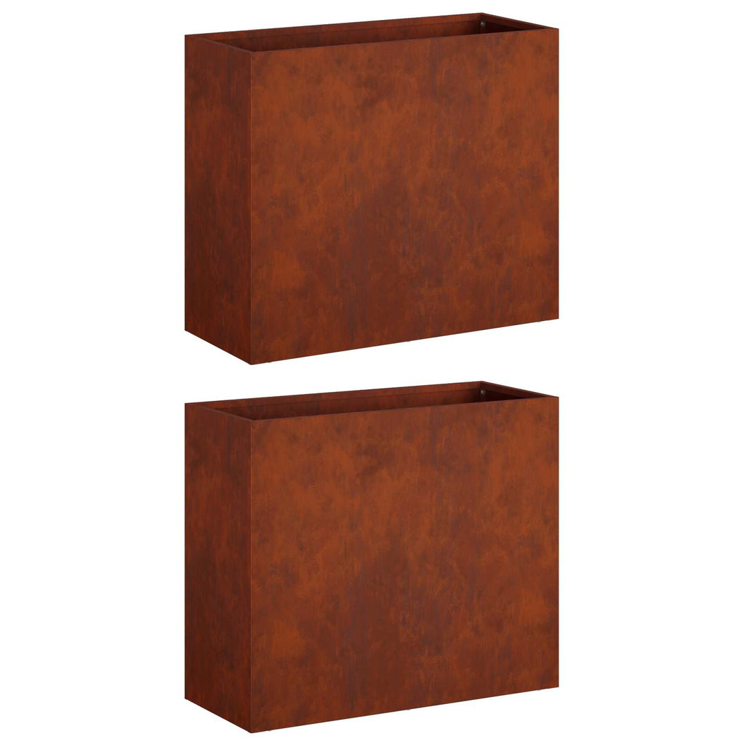 Trädgårdsplanterare 2 St Rostig 50 X 20 X 40 Cm