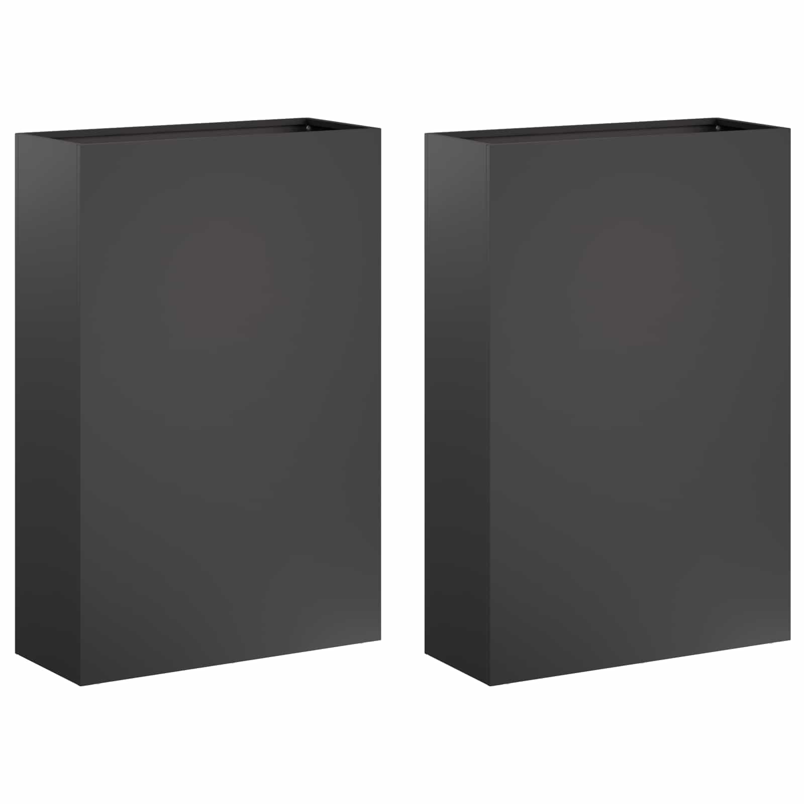 Trädgårdsplanterare 2 St Svart 50 X 20 X 75 Cm Kallvalsat Stål