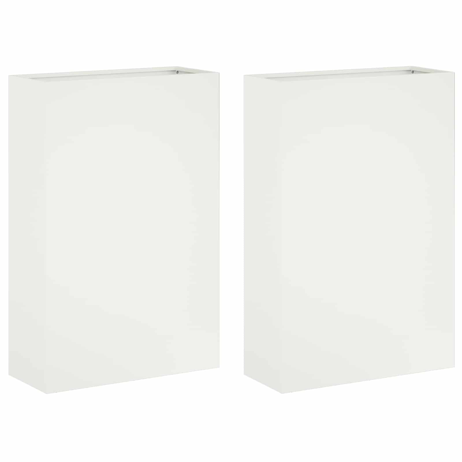 Trädgårdsplanterare 2 St Vit 50 X 20 X 75 Cm Kallvalsat Stål