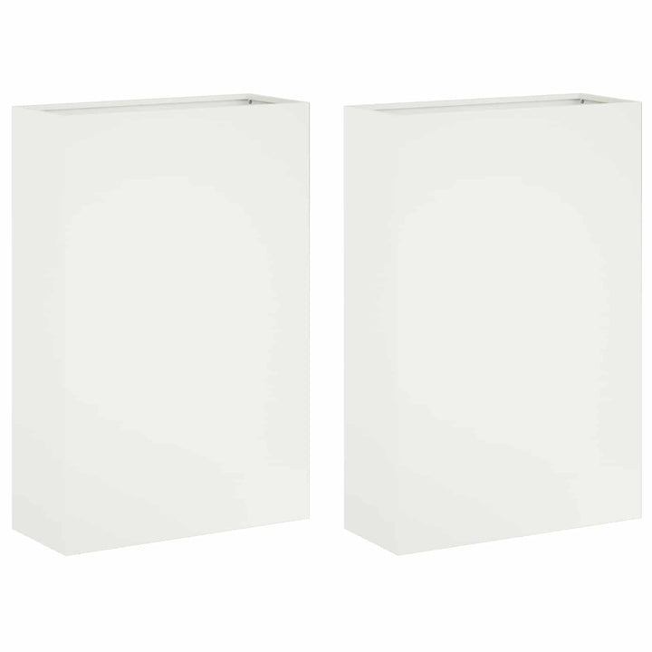 Trädgårdsplanterare 2 St Vit 50 X 20 X 75 Cm Kallvalsat Stål
