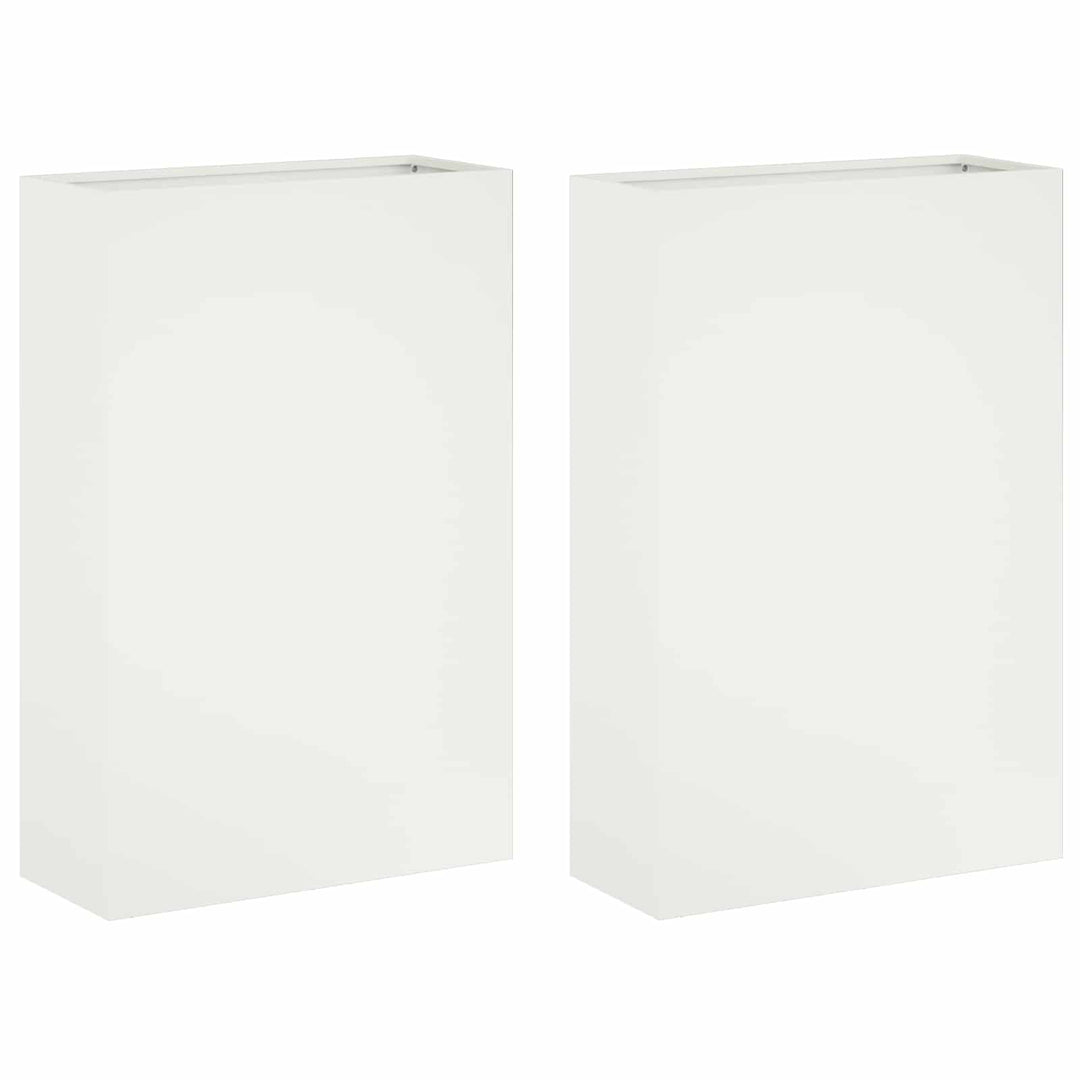 Trädgårdsplanterare 2 St Vit 50 X 20 X 75 Cm Kallvalsat Stål