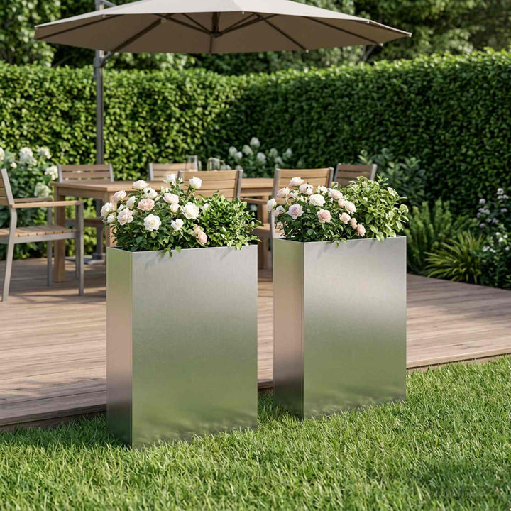 Trädgårdsplanterare 2 St Silver 50 X 20 X 75 Cm Rostfritt Stål