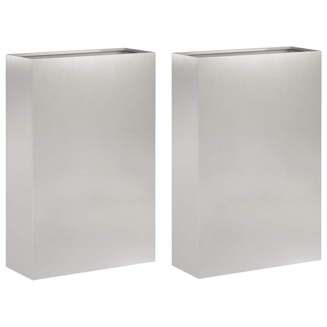 Trädgårdsplanterare 2 St Silver 50 X 20 X 75 Cm Rostfritt Stål