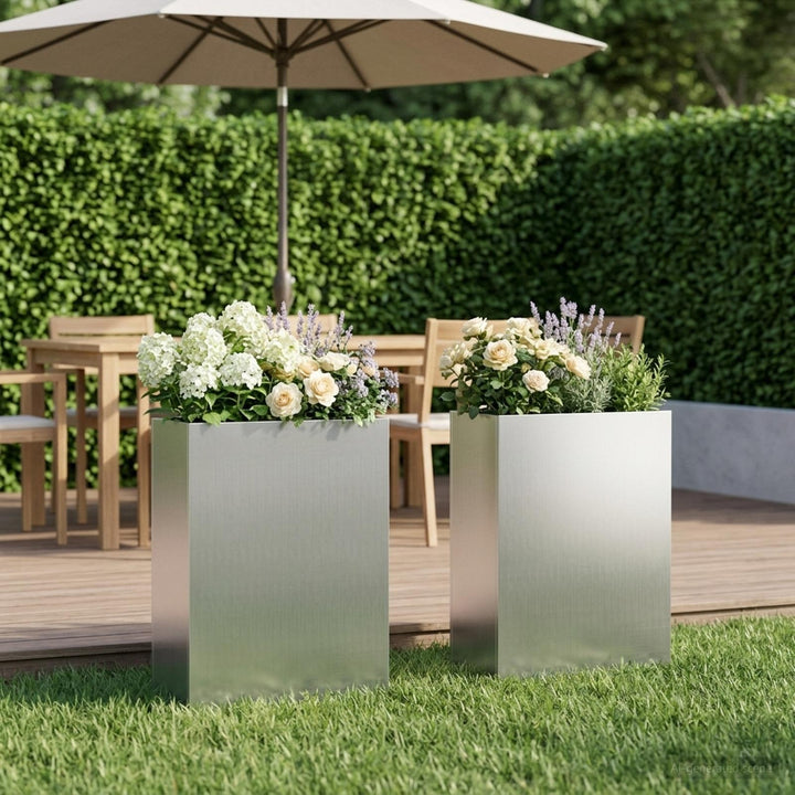 Trädgårdsplanterare 2 St Silver 50 X 20 X 75 Cm