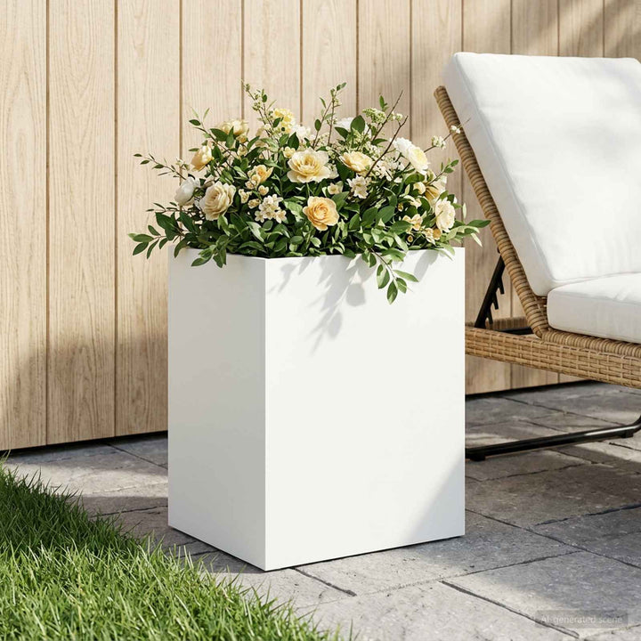 Trädgårdsplanterare Vit 40 X 30 X 50 Cm Kallvalsat Stål