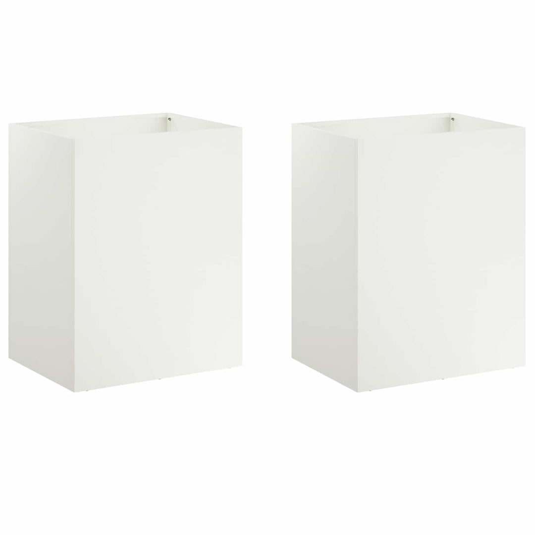 Trädgårdsplanterare 2 St Vit 40 X 30 X 50 Cm Kallvalsat Stål