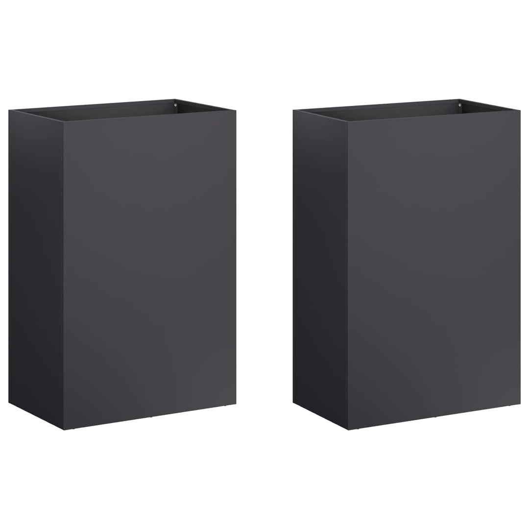 Trädgårdsplanterare 2 St Svart 40 X 30 X 75 Cm Kallvalsat Stål