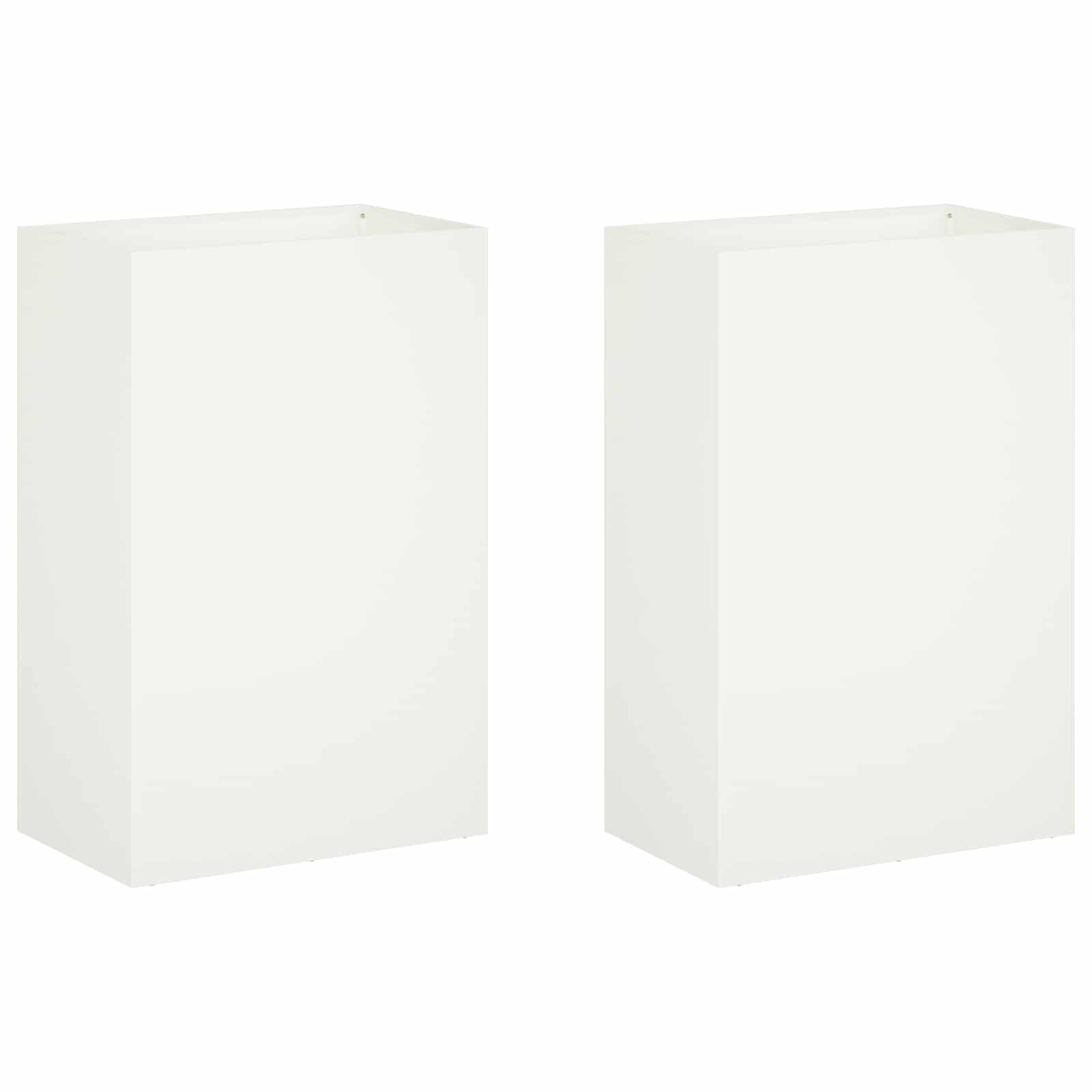 Trädgårdsplanterare 2 St Vit 40 X 30 X 75 Cm Kallvalsat Stål