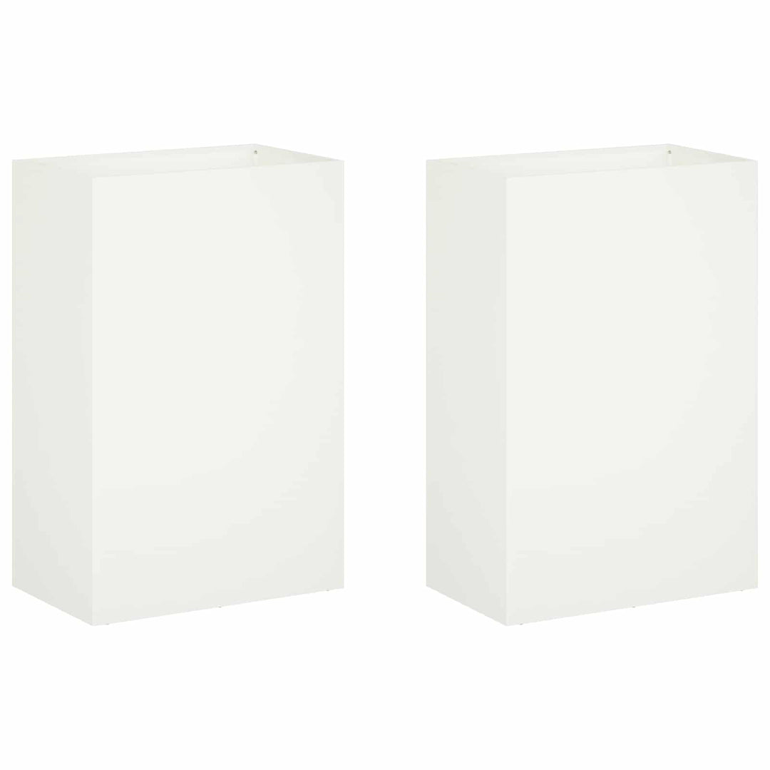 Trädgårdsplanterare 2 St Vit 40 X 30 X 75 Cm Kallvalsat Stål