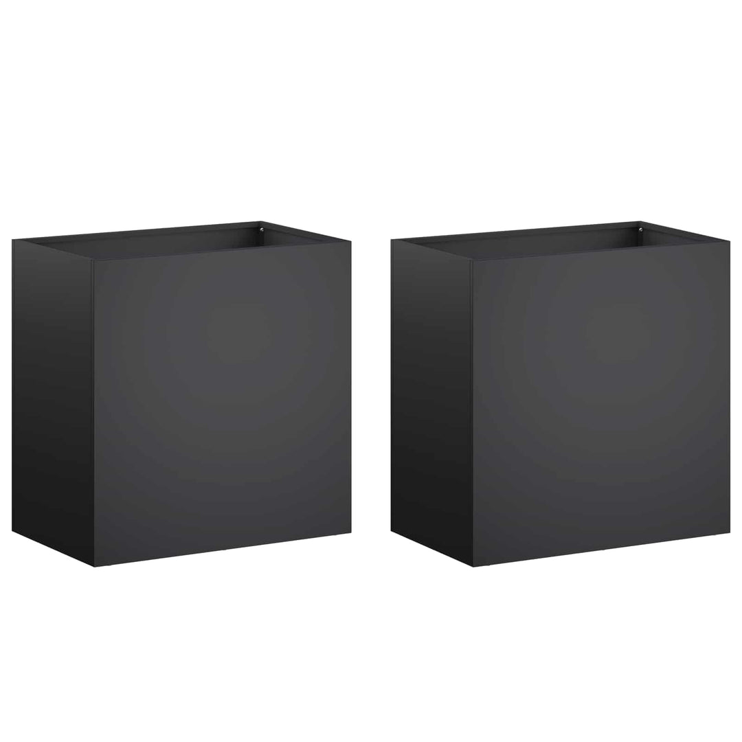 Trädgårdsplanterare 2 St Svart 50 X 30 X 40 Cm Kallvalsat Stål