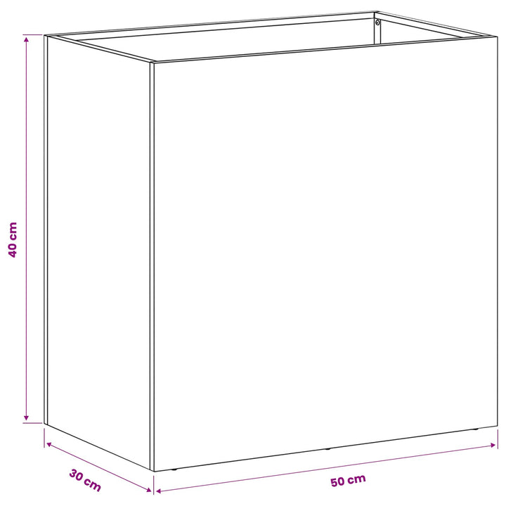 Trädgårdsplanterare Vit 50 X 30 X 40 Cm Kallvalsat Stål