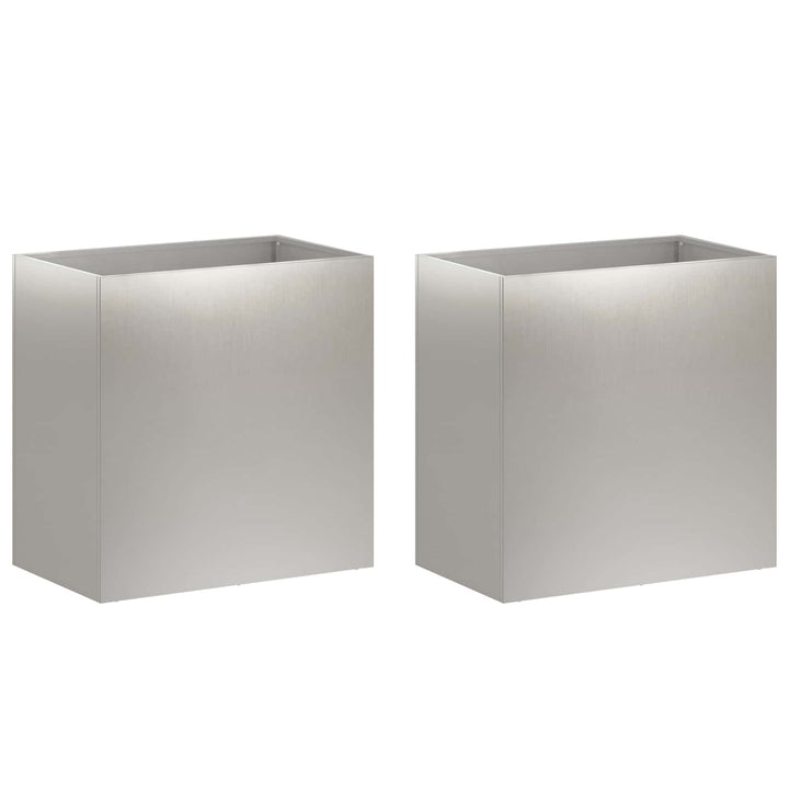 Trädgårdsplanterare 2 St Silver 50 X 30 X 40 Cm Rostfritt Stål