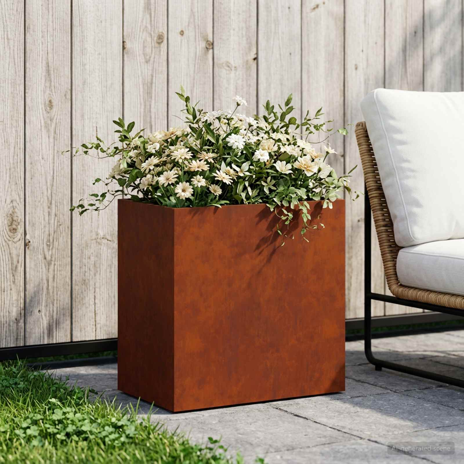 Trädgårdsplanterare Rostig 50 X 30 X 40 Cm Väderbeständig Stål