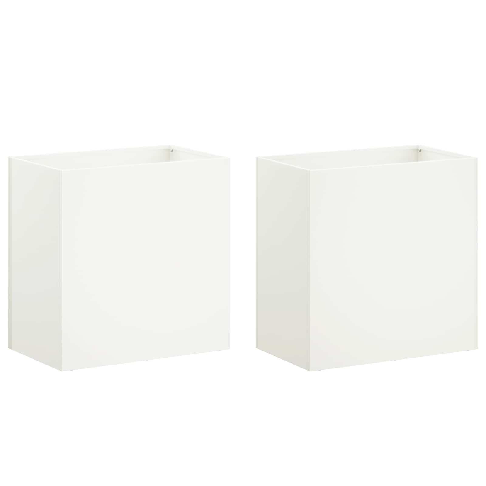 Trädgårdsplanterare 2 St Vit 50 X 30 X 50 Cm Kallvalsat Stål