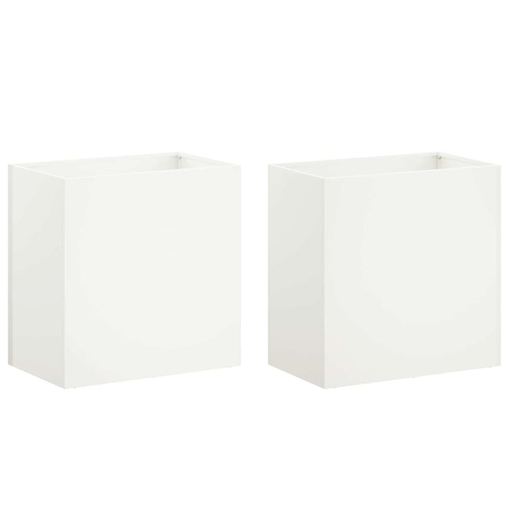 Trädgårdsplanterare 2 St Vit 50 X 30 X 50 Cm Kallvalsat Stål