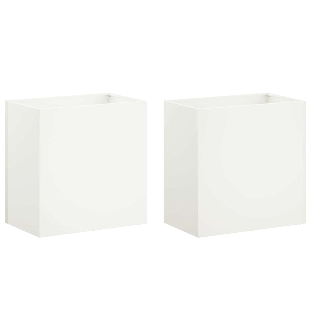 Trädgårdsplanterare 2 St Vit 50 X 30 X 50 Cm Kallvalsat Stål