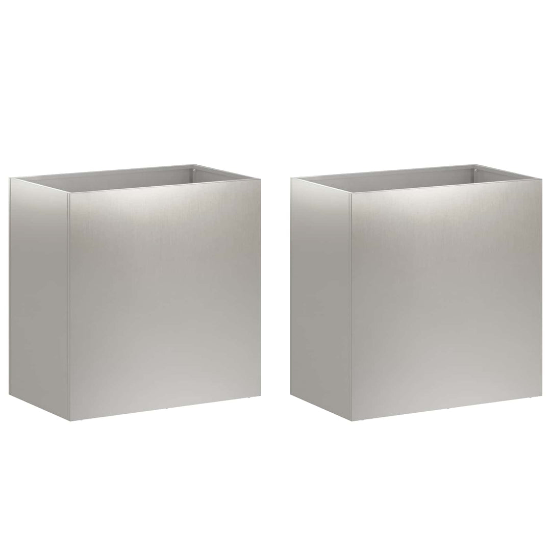 Trädgårdsplanterare 2 St Silver 50 X 30 X 50 Cm Rostfritt Stål