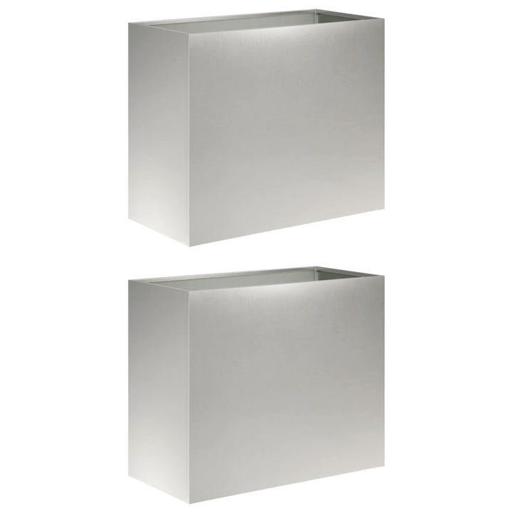 Trädgårdsplanterare 2 St Silver 60 X 30 X 40 Cm Rostfritt Stål