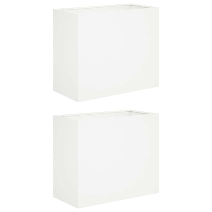Trädgårdsplanterare 2 St Vit 60 X 30 X 50 Cm Kallvalsat Stål