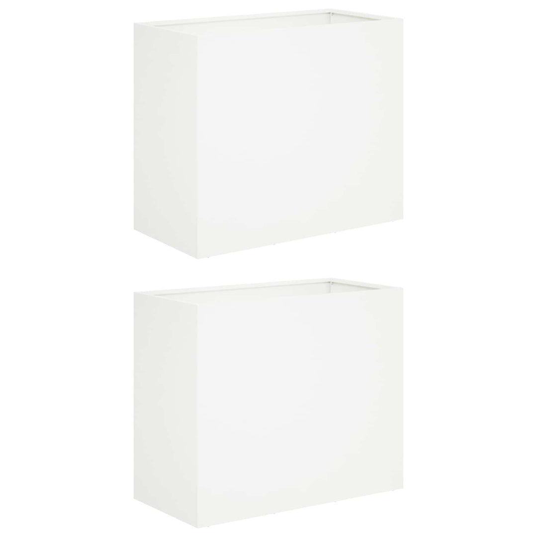 Trädgårdsplanterare 2 St Vit 60 X 30 X 50 Cm Kallvalsat Stål
