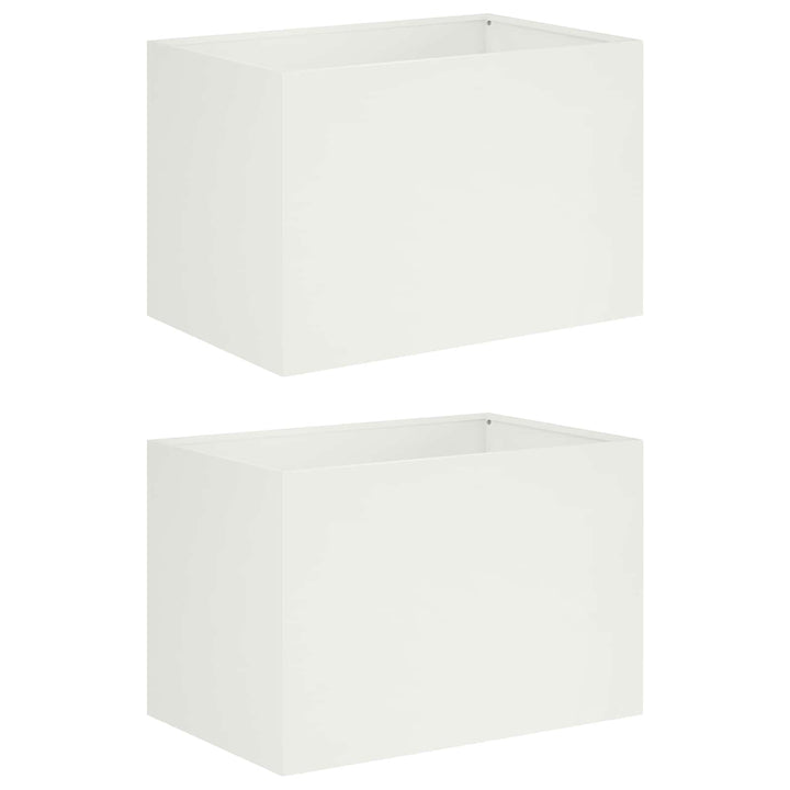 Trädgårdsplanterare 2 St Vit 50 X 40 X 40 Cm Kallvalsat Stål