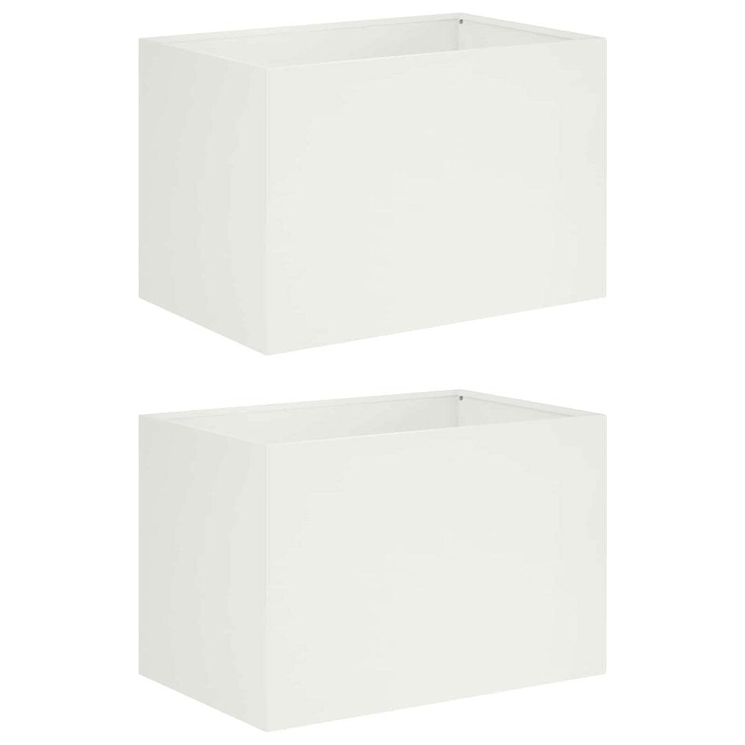 Trädgårdsplanterare 2 St Vit 50 X 40 X 40 Cm Kallvalsat Stål