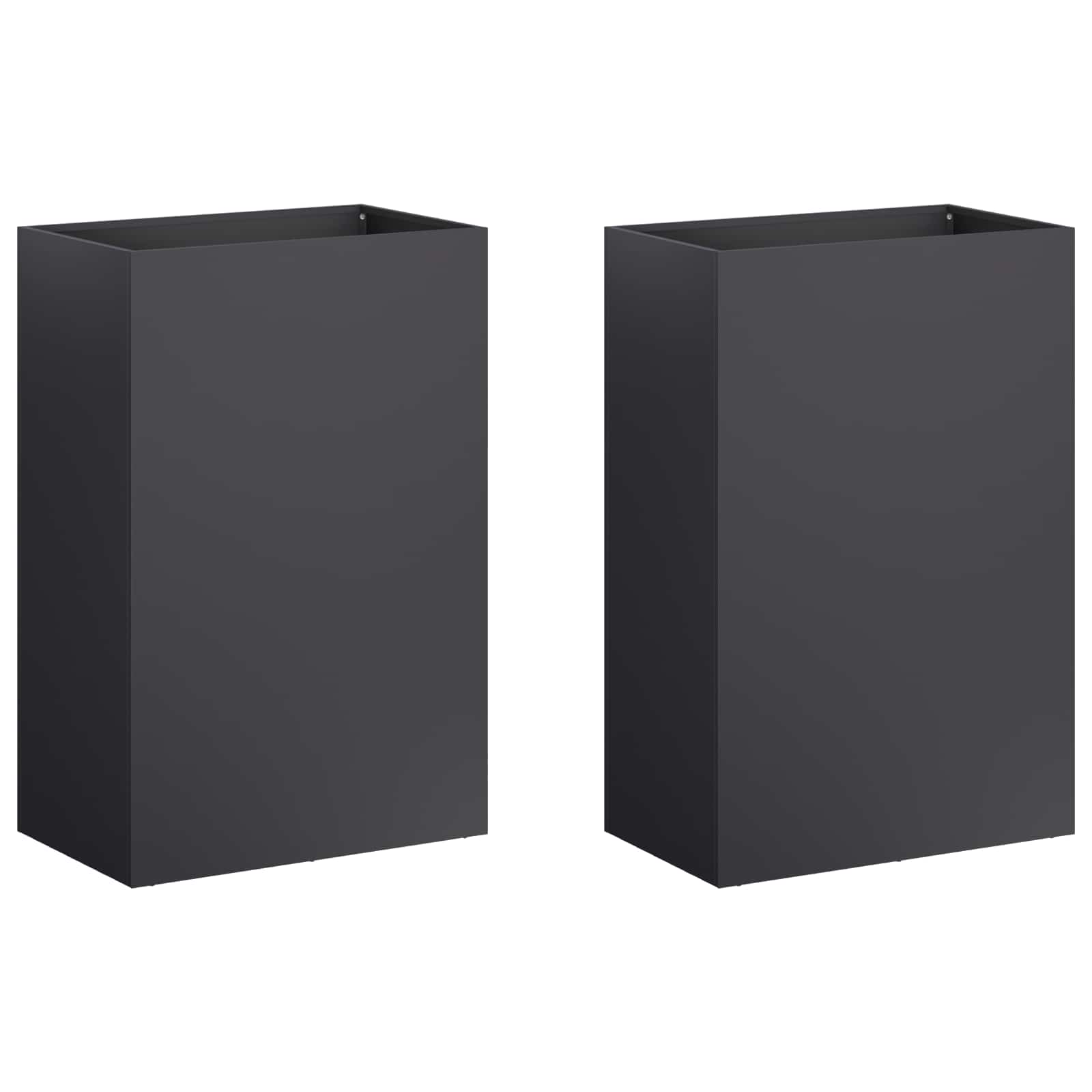 Trädgårdsplanterare 2 St Svart 50 X 40 X 75 Cm Kallvalsat Stål