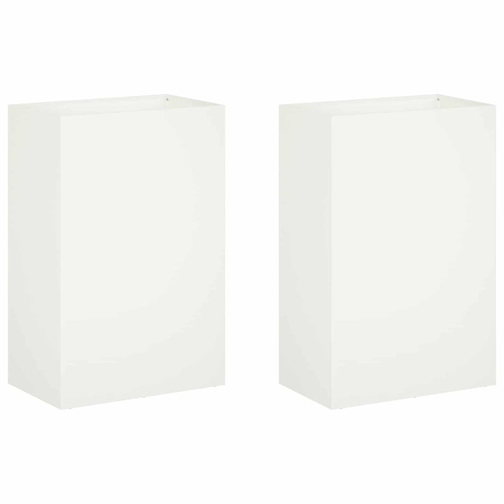 Trädgårdsplanterare 2 St Vit 50 X 40 X 75 Cm Kallvalsat Stål
