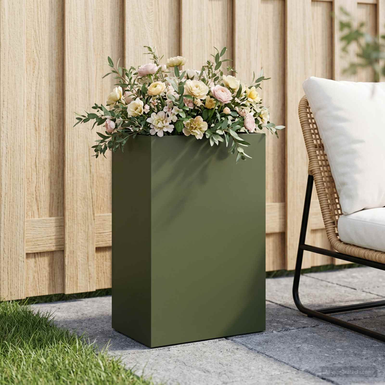 Trädgårdsplanterare Olivgrön 50 X 40 X 75 Cm Kallvalsat Stål