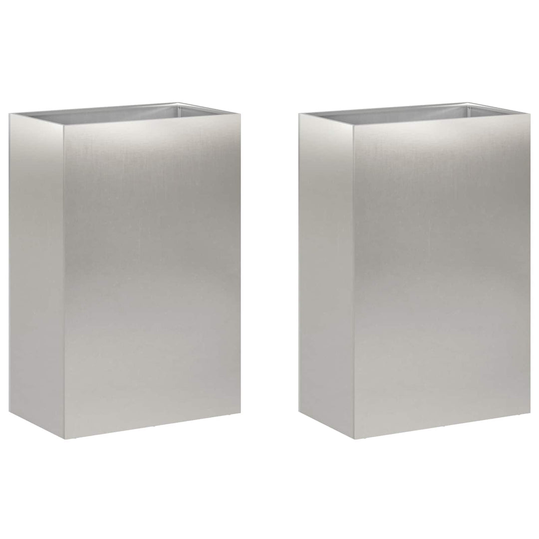 Trädgårdsplanterare 2 St Silver 50 X 40 X 75 Cm Rostfritt Stål