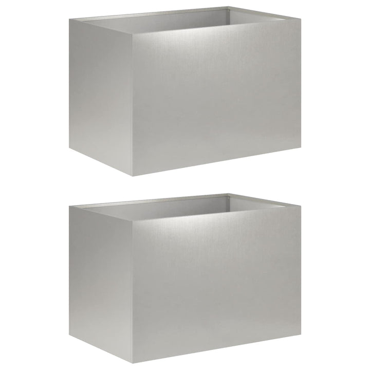 Trädgårdsplanterare 2 St Silver 60 X 40 X 40 Cm Rostfritt Stål