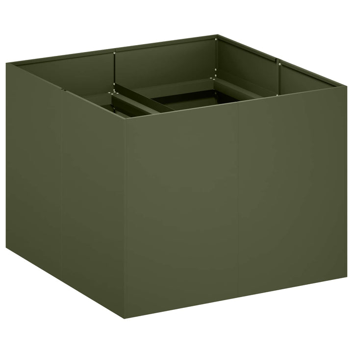 Trädgårdsplanterare Olivgrön 80 X 80 X 60 Cm Kallvalsat Stål